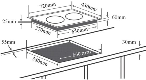 Bếp từ đôi Chefs EH-DIH203 10 kích thước của bếp từ đôi Chefs EH-DIH203