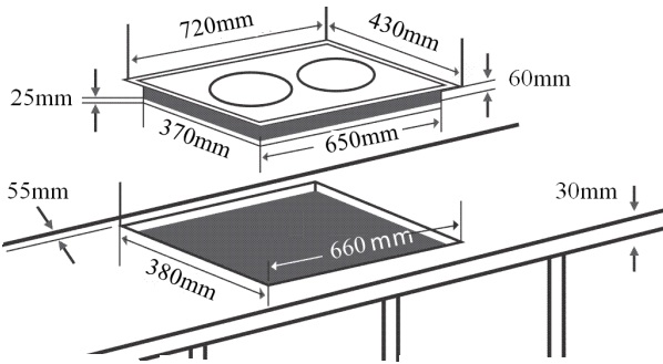 Bếp từ đôi Chefs EH-DIH203 6 kích thước của bếp từ đôi Chefs EH-DIH203