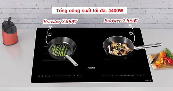 Bếp từ đôi Chefs EH-DIH203 4 tính năng gia nhiệt nhanh của bếp từ đôi Chefs EH-DIH203