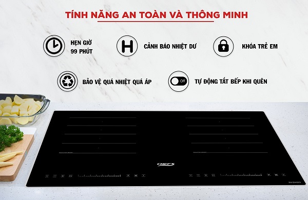 Bếp từ đôi Chefs EH-DIH203 5 tính năng an toàn của của bếp từ đôi Chefs EH-DIH203